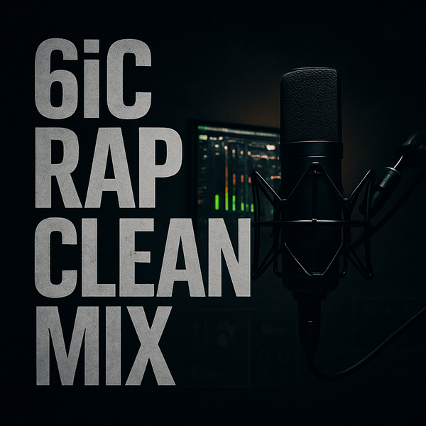 “6iC Rap Clean Mix vocal preset box design — professional FL Studio rap vocal preset by 6iC Studios. Clean vocal chain for artists, engineers, and creators seeking crisp, radio-ready rap vocals using stock plugins and pro sound engineering workflow.”